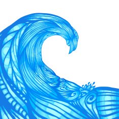 Blue ornate doodle wave vector background