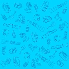 Hand Drawn Ski Seamless Pattern