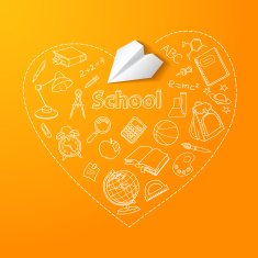 Paper plane and school doodle vector background N3