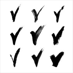 Hand made black acrylic validation V icons set N4