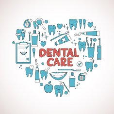 Dental care symbols in the shape of heart N2