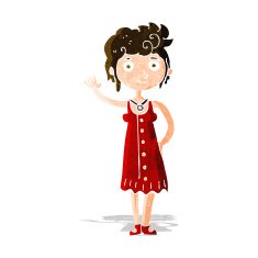 cartoon hippie woman waving N15