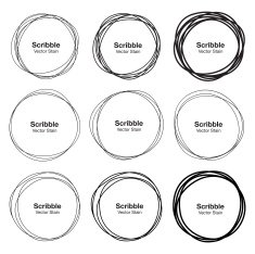 Set of 9 Hand Drawn Scribble Circles