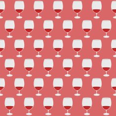 Vintage pattern with red wine glass silhouettes