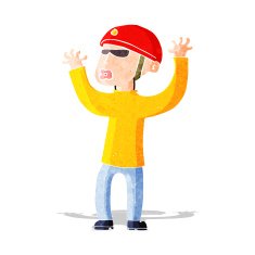 cartoon security man panicking N14