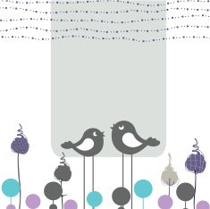 greeting card with two retro-style birds