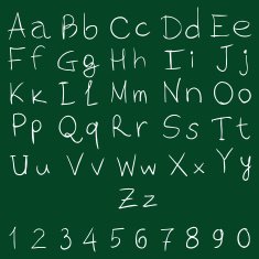 Vector Handwritten Alphabet with Numbers Chalk on Blackboard