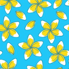 Sketchy Frangipani Flowers Seamless Pattern N3