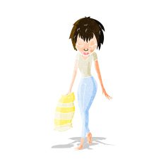 cartoon woman going to bed N14