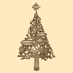 Hand Drawn Christmas Tree On Paper