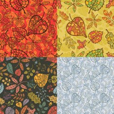 Vector autumn seamless pattern set with silhouette leaves bran