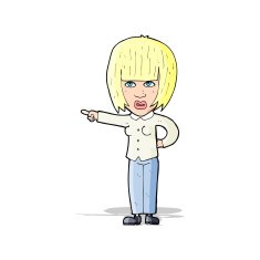cartoon pointing annoyed woman N14