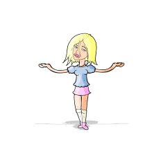 cartoon woman shrugging shoulders N723