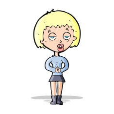 cartoon bored woman waiting N12