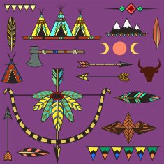 Set of ethnic american indian's objects