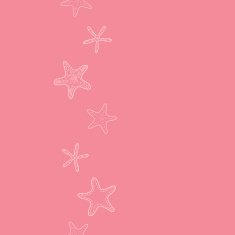 Starfish pink pastel stripe line art vertical seamless pattern background