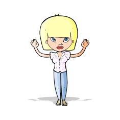 cartoon woman with raised hands N15
