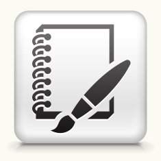 Square Button with Paper & Brush N2