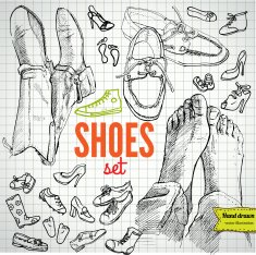 Vector Set of Sketch Shoes N2