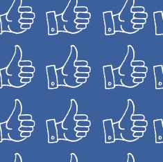 Thumbs up overlay on blue dotted background