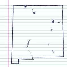 Vector Sketchy Map on White Lined Paper Background New Mexico