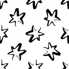 Hand drawn seamless star pattern Dry brush and rough edges