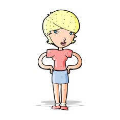 cartoon woman with hands on hips N343