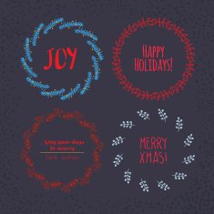 Christmas wreath drawn Vector set N13