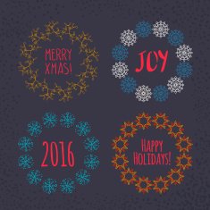 Christmas wreath drawn Vector set N14