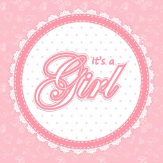 Baby shower card for a girl in round frame N2
