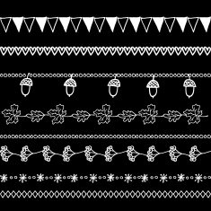 Set of autumn fall chalk doodle hand drawn dividers borders