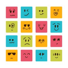 Cartoon faces with different emotions