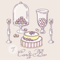 Set of hand drawn candy bar objects Bakery goods clip