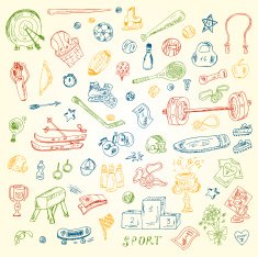 Sports Set of sports equipment Hand Drawn Doodles Vector illustration N2