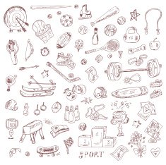 Sports Set of sports equipment Hand Drawn Doodles Vector illustration N3