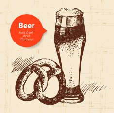 Oktoberfest vintage background Hand drawn illustration