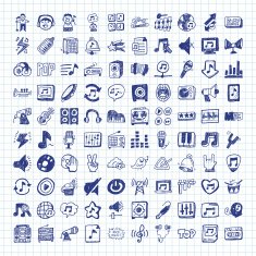 Doodle music icons N2