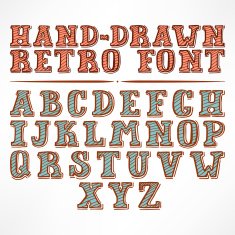 hand-drawn retro font