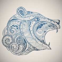 Bear in oriental tribal ornament N3