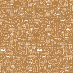 Seamless hand drawn doodle pattern with bakery elements