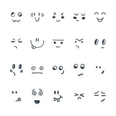Sketched facial expressions set Set of hand drawn funny cartoon N2