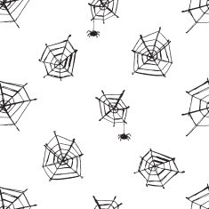 Vector halloween seamless pattern with hand drawn cobwebs and sp N2