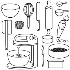 vector set of cake making equipment N2