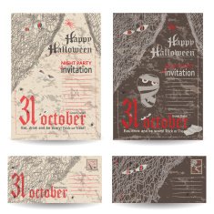 Set of vintage post stamps for Halloween party