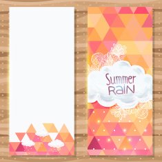 Geometric triangle brochure template with doodles