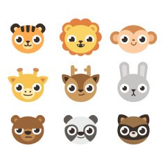 Cute Cartoon Animal Faces N6