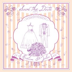 Save the date card template with Hand drawn wedding elements