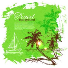 Travel and holiday background Hand drawn sketch illustration N4