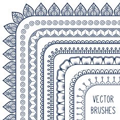 Ethnic hand drawn vector line border set and hipster scribble N9