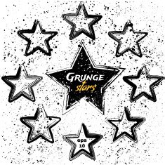 Vector set of black grunge stars